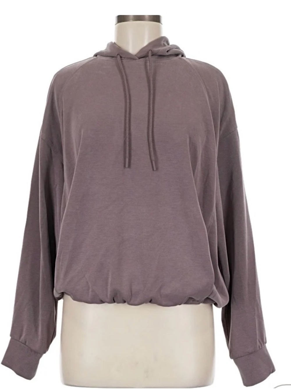 Athleta Seasoft Bubble-Hem Hooded Pullover Sweatshirt in Dusty Mauve